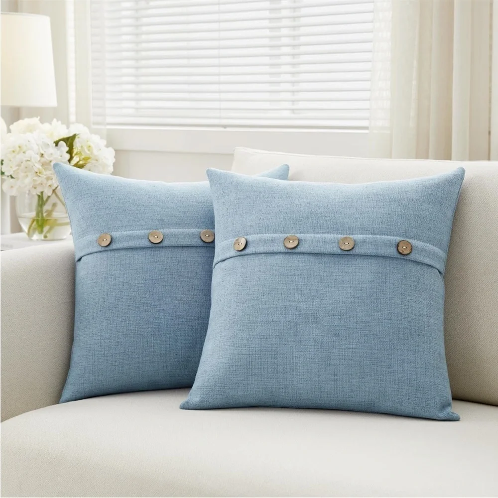 Farmhouse Mid Century Modern Bohemian Decorative Ivory Linen Pillow Case Cover